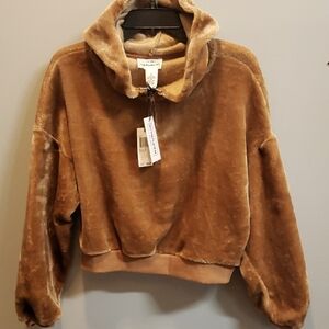 For the Republic Plush Cropped Zip Hoodie, Small